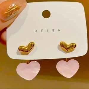 Double heart double layer earrings, NWT